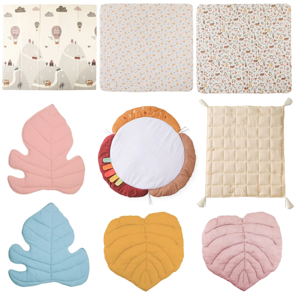 Baby Gym Activity Product Wooden Gym Frame Mat Newborn Activity Leaf Cotton Crawl Mats Star Cloud Hanging Pendant Baby Toys