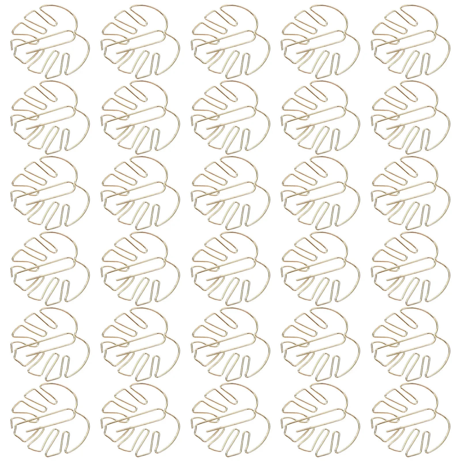 50Pcs 미니 몬스테라 잎 종이 클립 플래너 페이지용 골드 메탈 빈티지 문구 클립 스크랩북킹 노트 교사 교실용