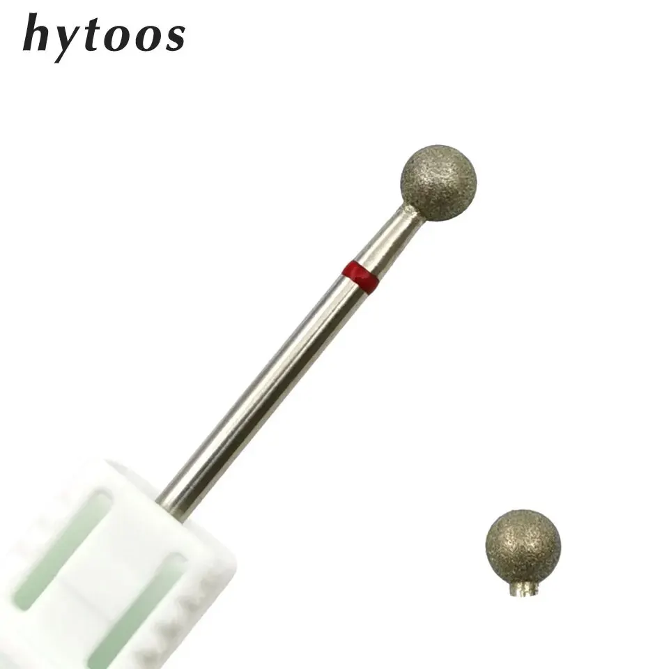 Ball Nail Drill Bits 5.0mm Fine Diamond Cuticle Burr Russian Mills Electric Manicure Drill Nails Accessories Tool HYTOOS