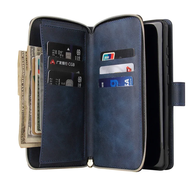 Zipper Wallet Leather Phone Case - Premium Cover with Card Slots