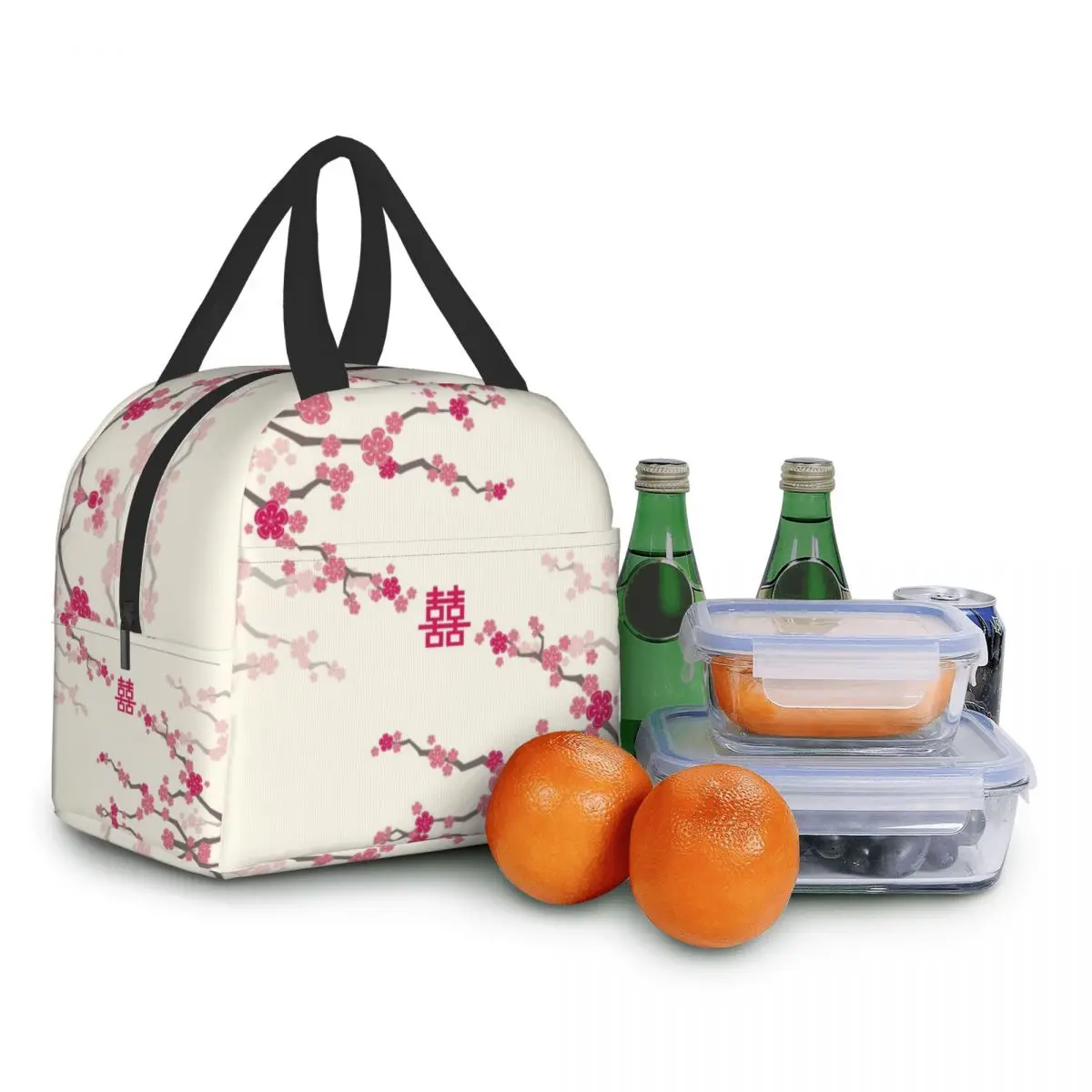 Japanese Sakura Cherry Blossoms Insulated Lunch Bags for Women Resuable Thermal Cooler Flowers Bento Box Kids School Children for lunch bag,bento bag,cooler bag