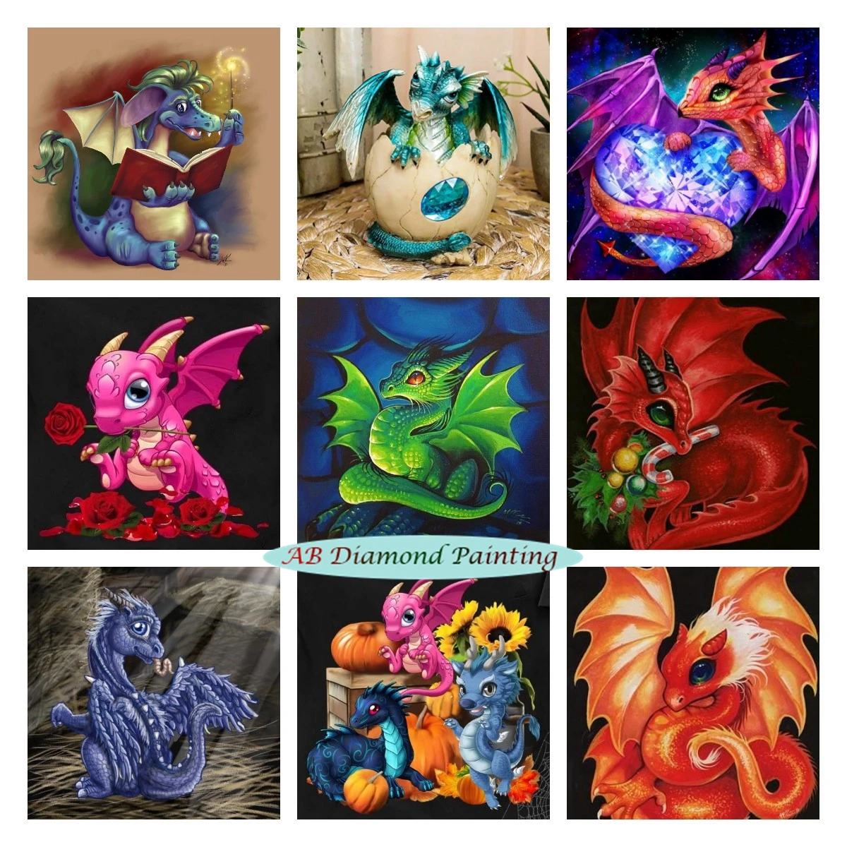 Cute Dragon 5D AB Diamond Painting Mosaic Embroidery Cartoon