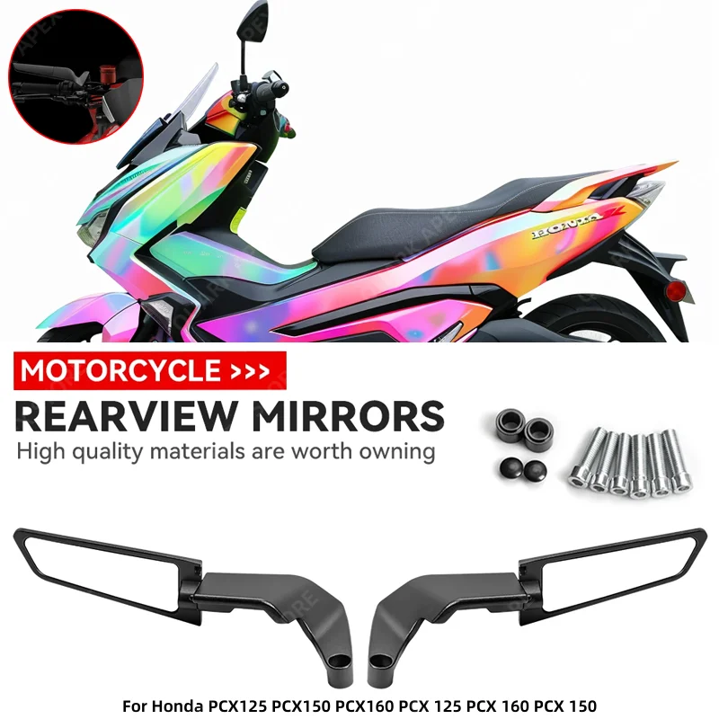 혼다 PCX125 PCX150 PCX160 PCX 125 PCX 160 PCX 150 오토바이 미러 스텔스 윙렛 미러 키트, 회전 조절 가능