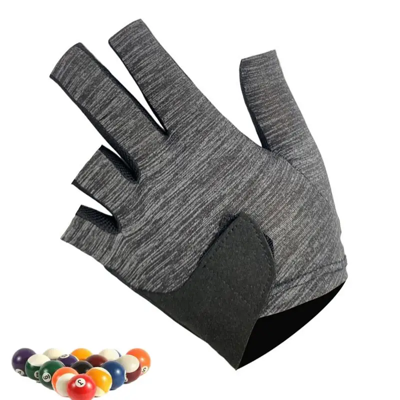 

Pool Mittens Left Hand Open Finger Billiards Mittens Non-Slip Stretchable Billiards Playing Mitts For Performance Training