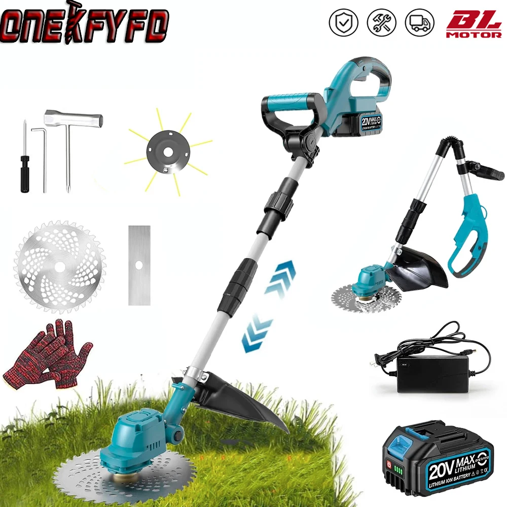 Brushless 9 INCH Electric Lawn Mower Cordless Garden Grass Cutting Trimmer Foldable Weeding Tools For Makita 18V Battery