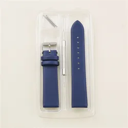 Elegant Leather Watch Strap - Soft and Slim Design - 20mm (Dark blue)