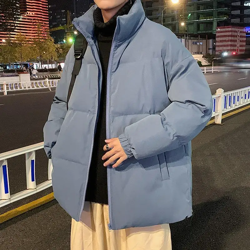 

Зимняя мужская куртка с воротником-стойкой, мужские теплые парки, уличная одежда, мужские куртки, ветрозащитное Свободное пальто с хлопковой подкладкой E609
