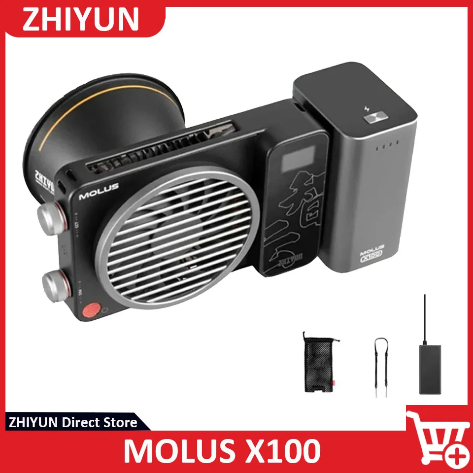 

ZHIYUN MOLUS X100 COB Photography Light 100W 2700-6500K Bi-color Mini Pocket Video Light for Film Recording Living Streaming