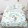 Rainbow Unicorn Bedding Sets Cartoon 3D Digital Printing Duvet Cover Sets Suitable for Bedroom Unicorns and Rainbows Bed Linen 3