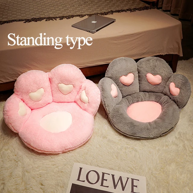 2 Sizes Cat Bear Paw Plush Seat Cushion Indoor Floor Stuffed Sofa Colorful Animal Decor Pillow for Children Grownups Gift 2