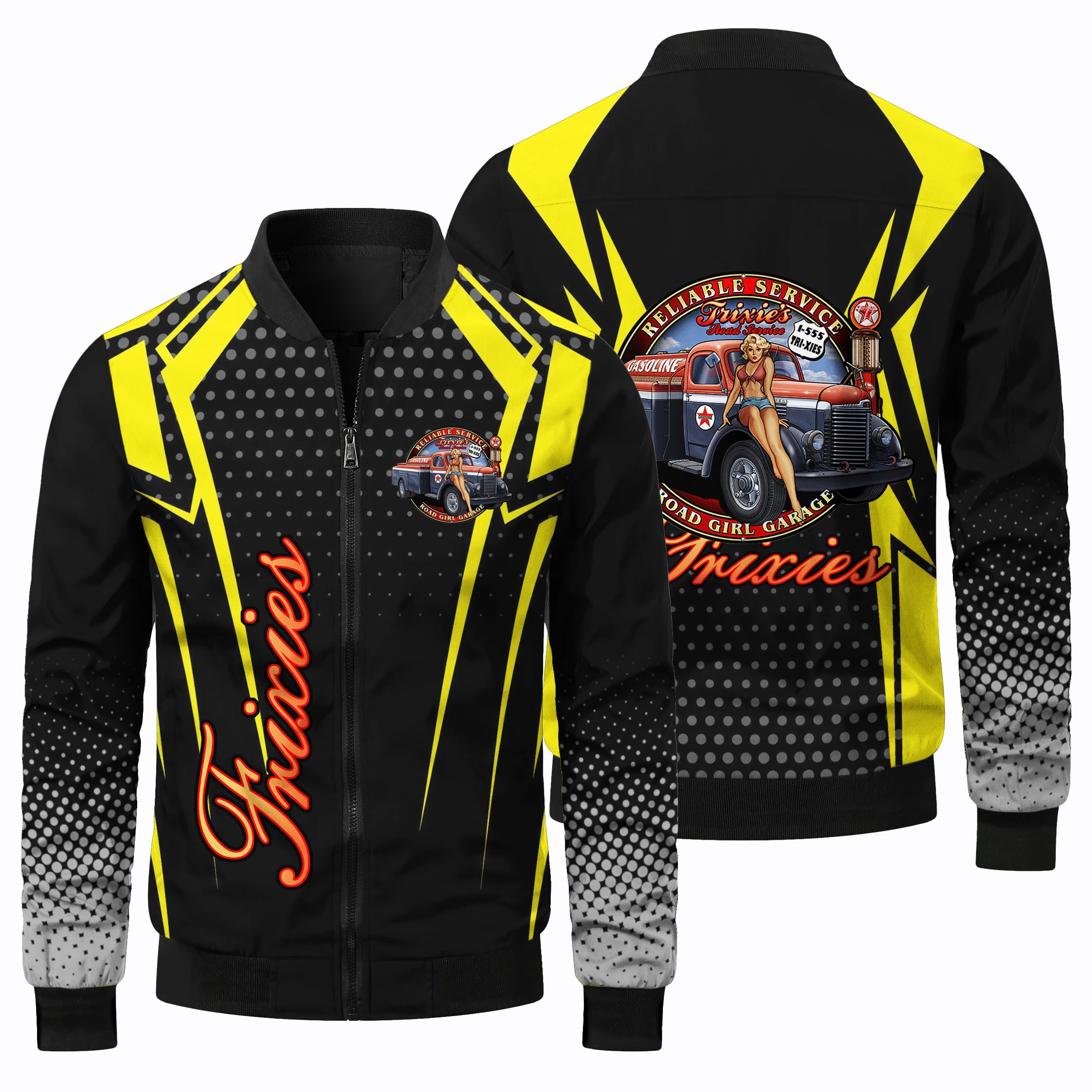 thumbnail image 5 of Chaqueta de manga larga con estampado 3D de coches retro americanos para hombre, nueva chaqueta para deportes al aire libre, para acampar, todoterreno, primavera y otoño, 5 of 5