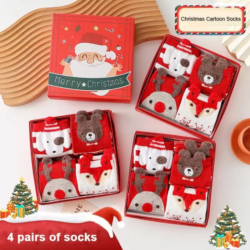 Christmas Tree Snow Elk Gift Cotton Happy Men Socks New 2022 Autumn Winter Christmas woman Socks Funny New Year Santa Claus cute animal design deer christmas socks woman funny snowflake christmas thick tree men gift new calf year warm socks socks v8m0