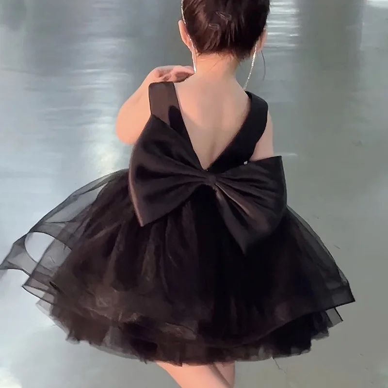 

Black Backless Children's Princess costume Infant Gown Baby Girls 1 st Birthday Party Clothes Kid's Evening Dress for eid easter