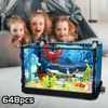Fish Tank Building Kit with Lights, MOC Marine Aquarium Marine Animal Building Blocks Toys for Kids 6+, Bricks Toys Gifts 6