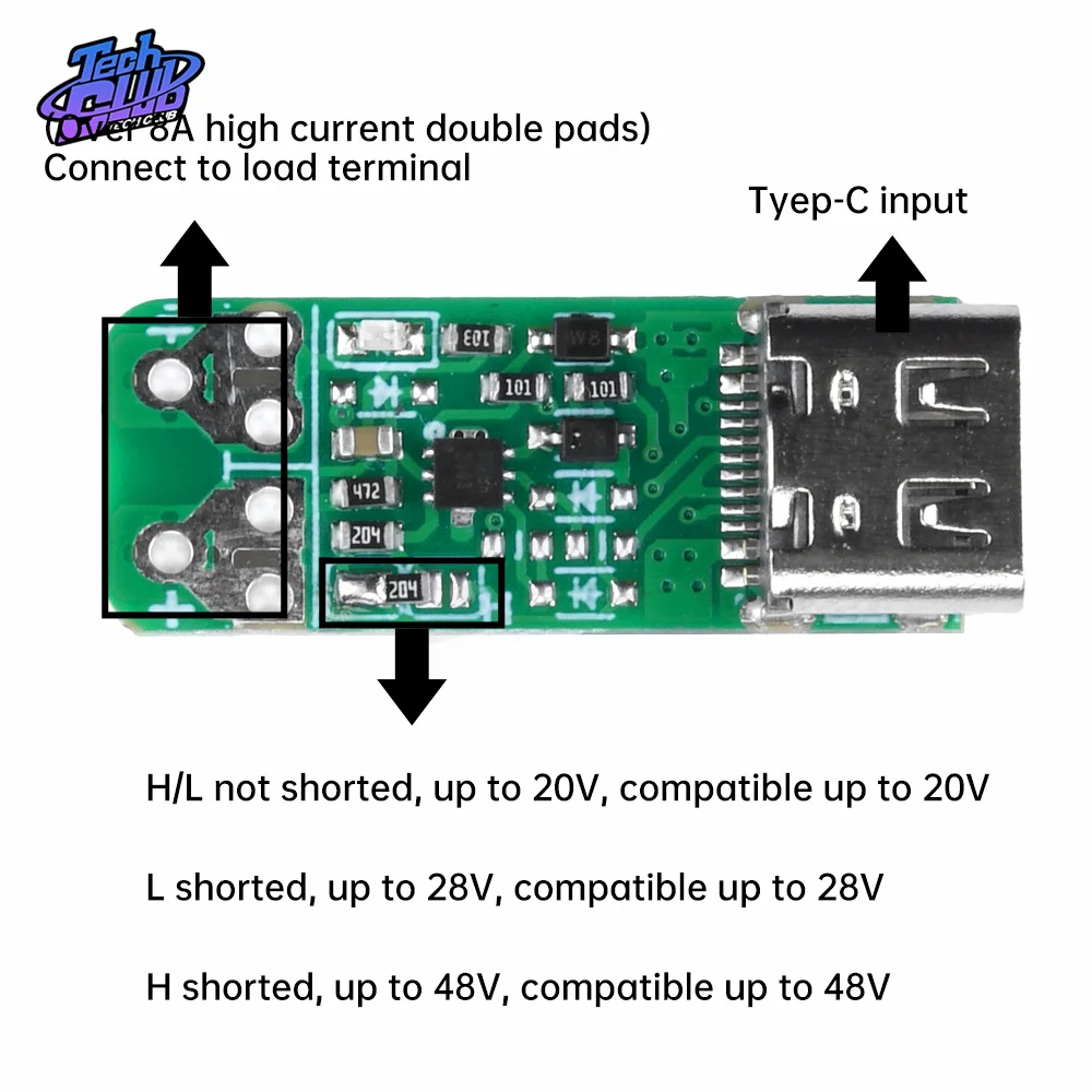 USB-C 고속 충전 트리거 보드 모듈 PD/QC 디코이 보드, USB C타입 PD3.1 전원 공급 부스트 모듈, 28V, 36V, 48V, 140W