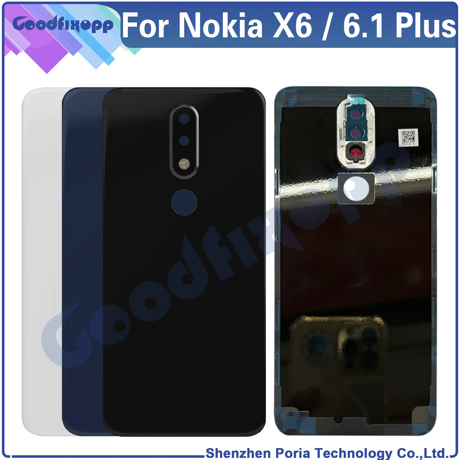 Cover Per Nokia 6.1 Plus / X6 Ta-1099 Ta-1103 Ta-1083 Ta-1099 Coperchio Batteria Posteriore Custodia Custodia Sostituzione Coperchio Posteriore