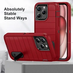Heavy Duty Shock Absorption Full Body Protective Silicone Rubber Phone Case - iPhone 12 (Red black)