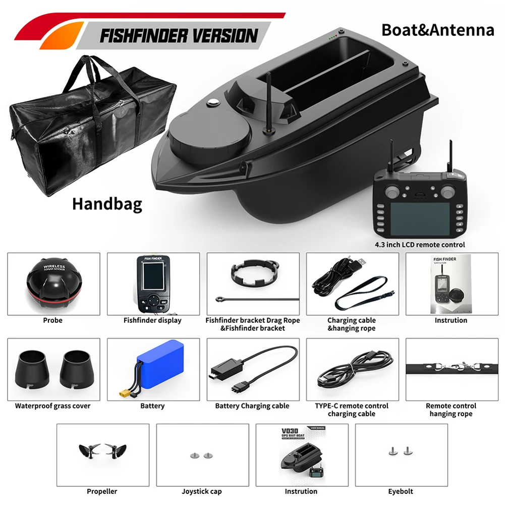 800m GPS Fishing Bait Boat 9 Fishing Grounds 180 Points Bait Boat 6.6lbs Loading Support Automatic Cruisel for Outoor Fishing