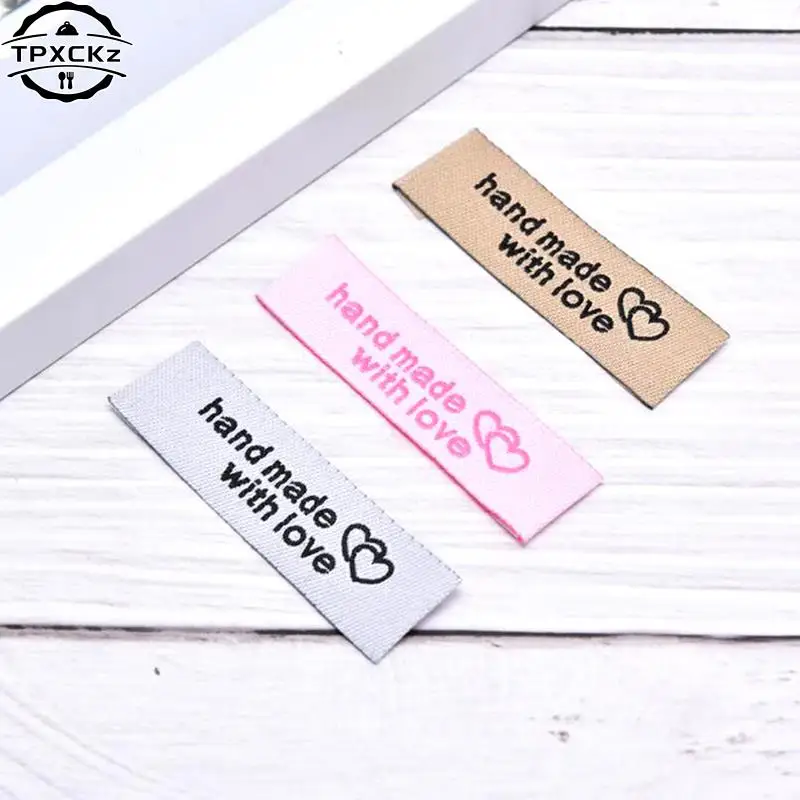 수제 DIY 모자 가방용 라벨 태그, 수공예 러브 라벨, 의류 재봉 태그, 의류 액세서리, 5x1.5cm, 4x2cm, 50 개