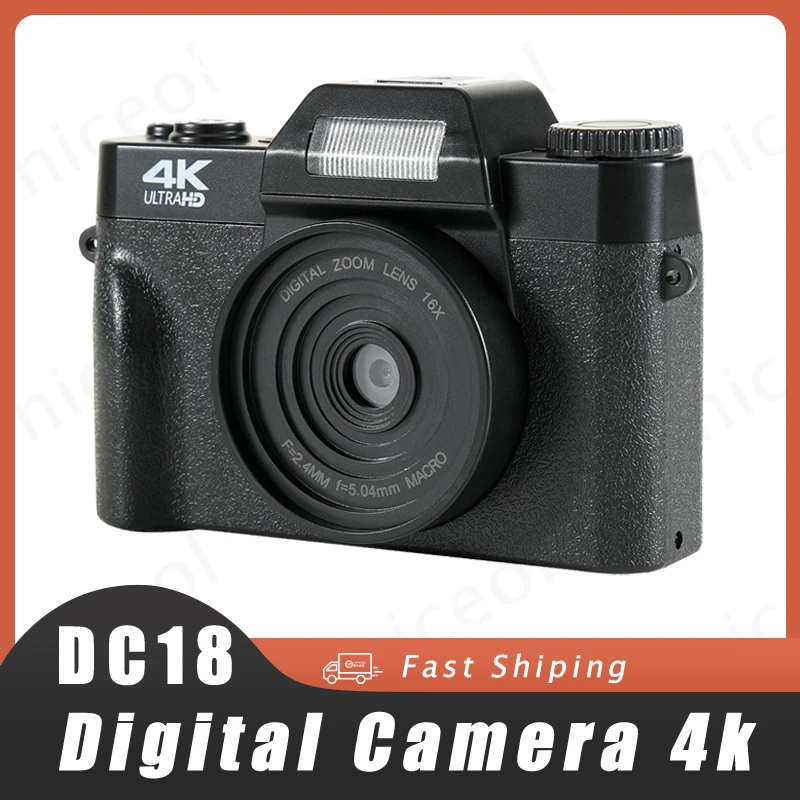 4K HD Digital Camera Auto Focus 48MP Vlogging Camera Anti-shake Retro Camcorder Integrated Recording 16X Zoom USB 2.0 Support TF