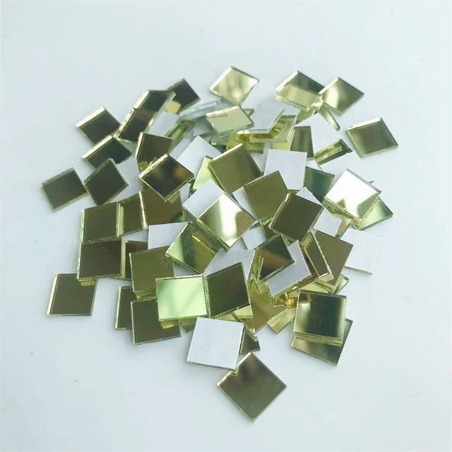 1 Inch Small Glass Square Craft Mirrors Bulk 100 Pieces Mosaic Tiles -  Adhesive Fastener Tape - AliExpress