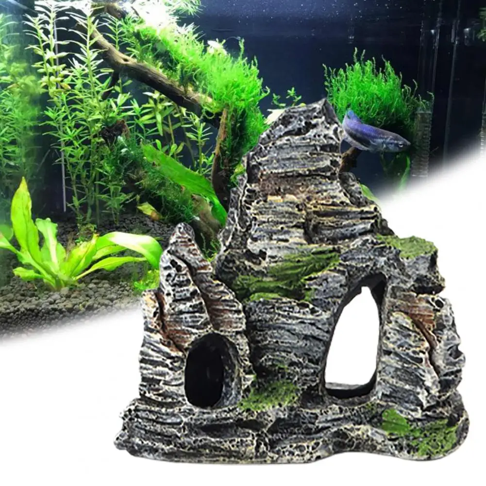Rockery Ornament Aquarium Decoration High Simulation Fish Hideout Resin ...
