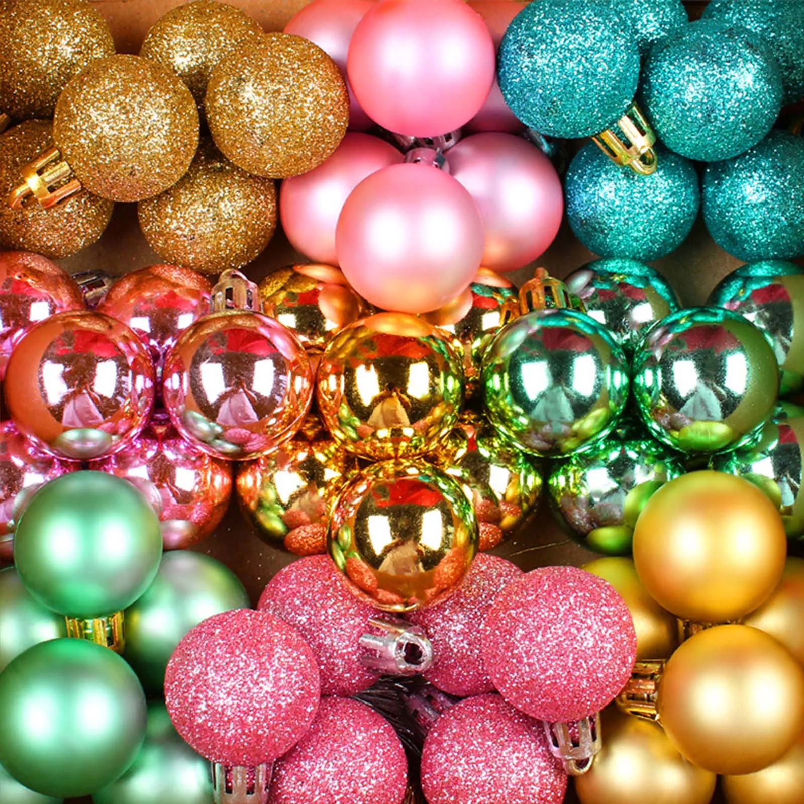 54pcs Party Home Garden Decoration Ornament Ball Glitter Christmas Baubles Painted Electroplated Ornaments