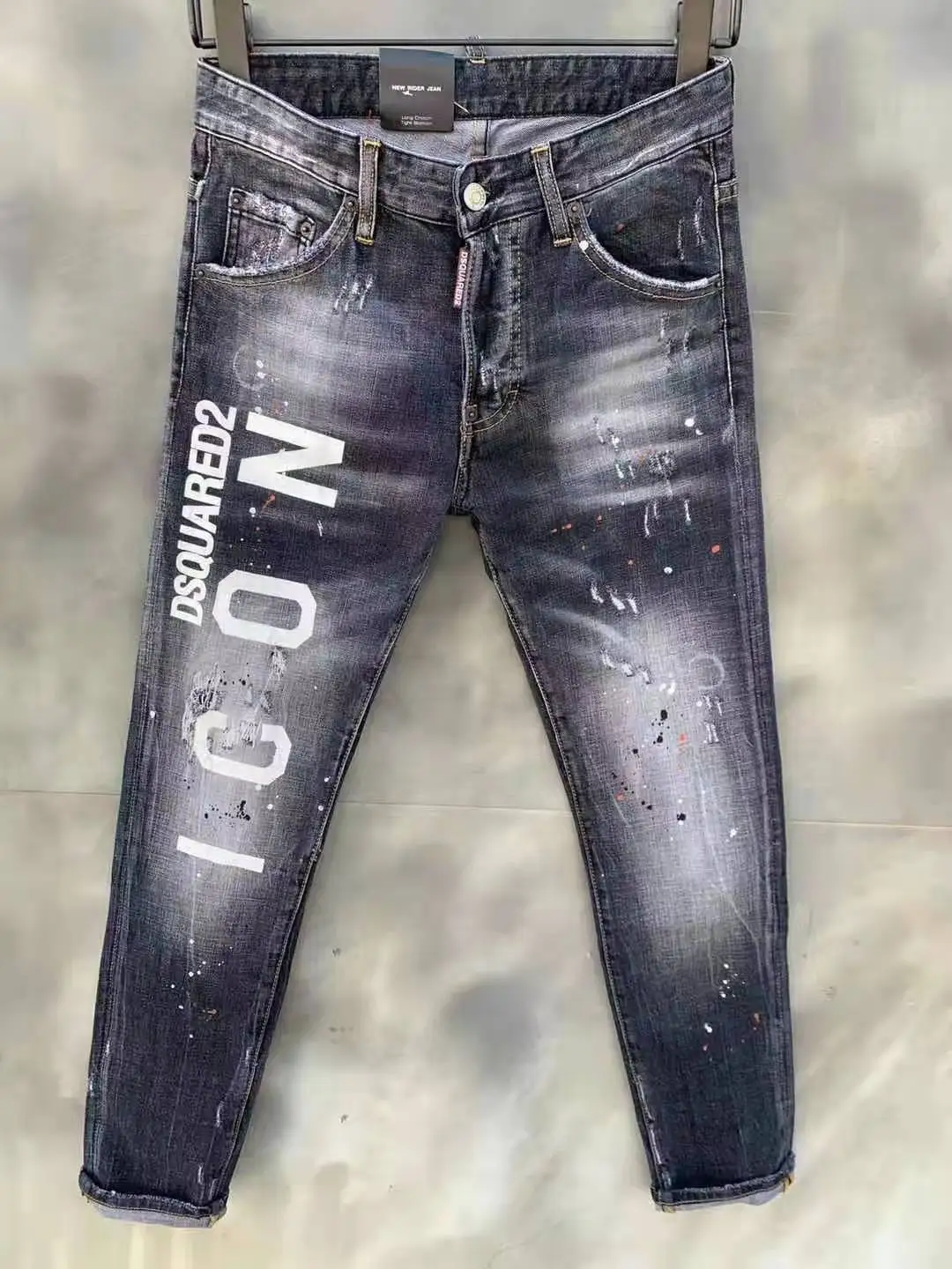 Dsq2 Black Stretch Damage Hole Jeans 