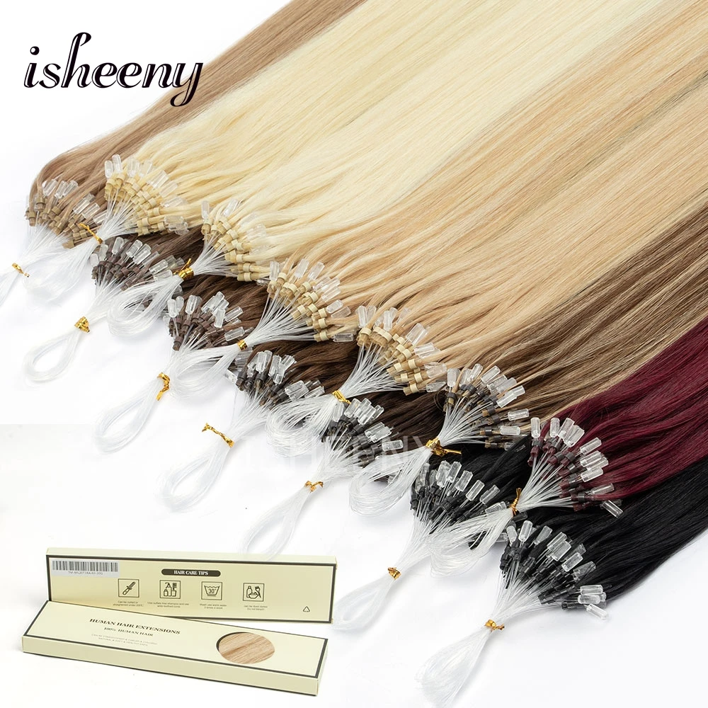 isheeny 12-20Inch Micro Loop Ring Human Hair Extensions Real Natural ...