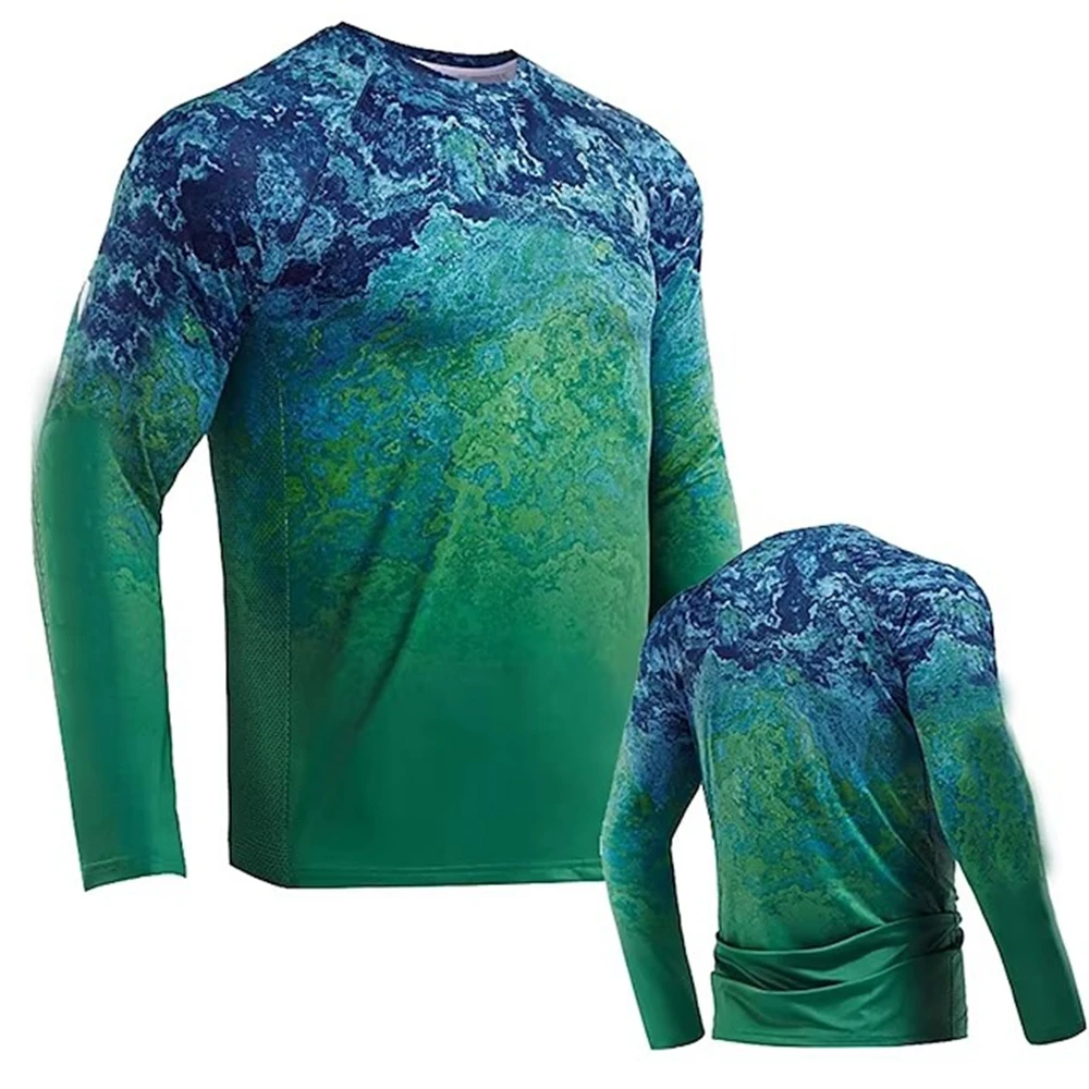 Men's Fishing Shirt Ocean UV Protection Outdoor Sports Tops,Running  T-Shirts UPF50+ Men's Long Sleeve Fishing Shirt Men clothing