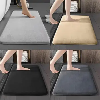 Simple Polyester Bathroom Non-slip Mat Absorbent Toilet Floor Mat Memory Rebound Ramadan Carpet Foot Wiping Quick-drying Mat New