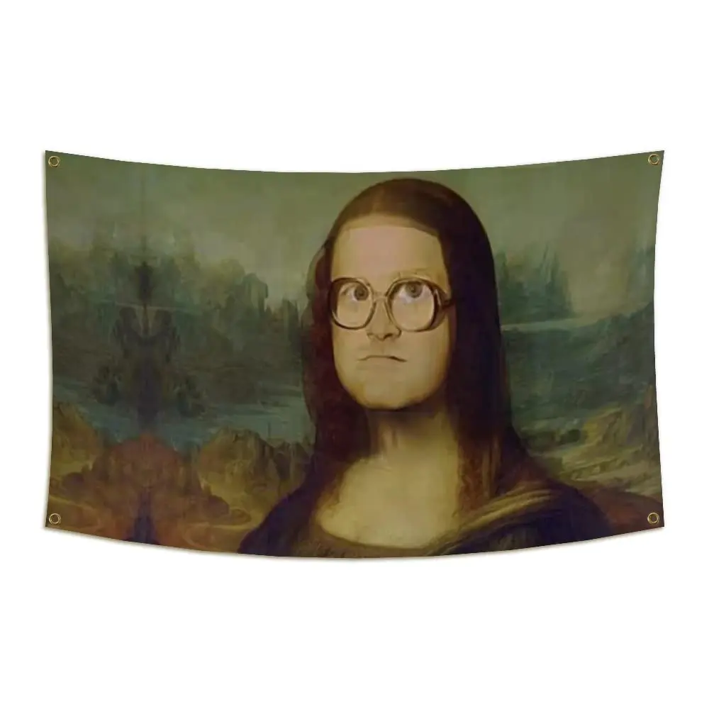 

Mona Lisa Flag Tapestry Funny Dorm Hanging Cool Flags Vivid Color Parties Dorm Banner Digital Printing Decorations Durable Party