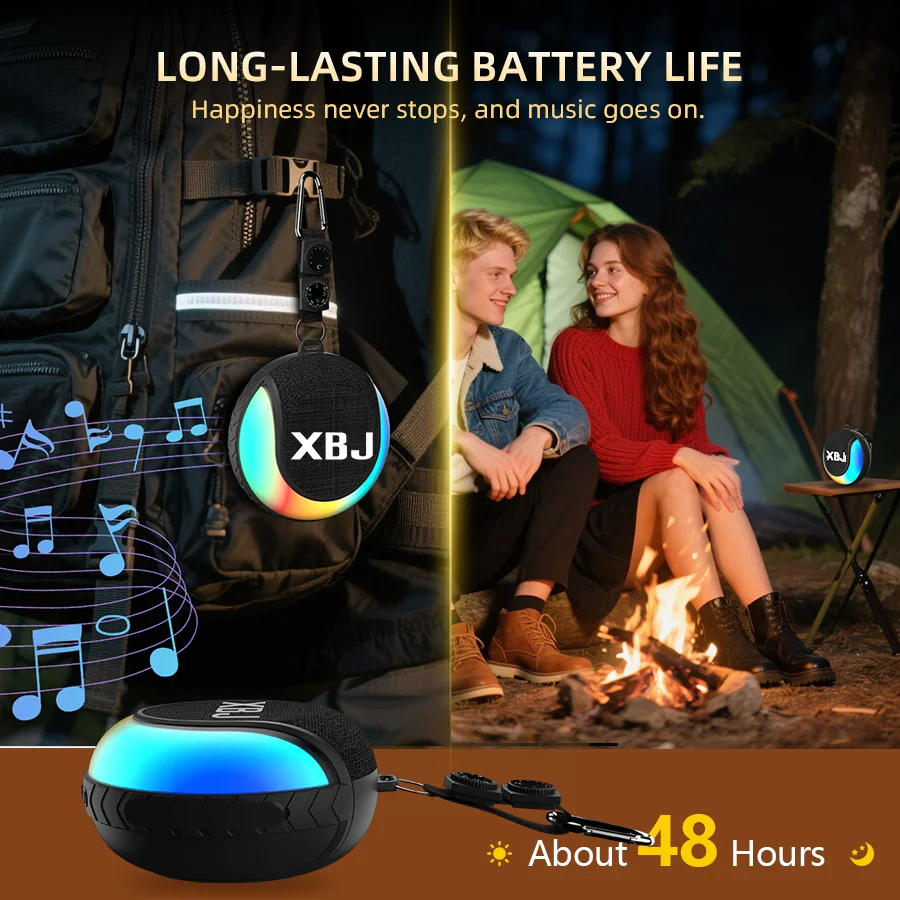 XBJ Portable Bluetooth Speaker Waterproof Shower Speaker with LED Light,Floating,True Wireless Stereo for outdoor Kayak Beach 2