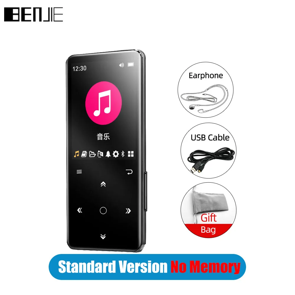 BENJIE M10 HiFi MP3 Player Smart Touch Screen Metal Music Player With Bluetooth 5.0 Support FM,Recording,E-Book,Clock,Pedometer 