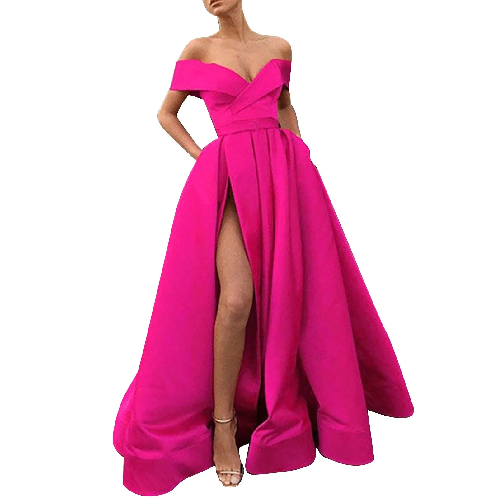 

Floor Length Ladies Chiffon Women'S Dress French V Neck Female Elegant Formal Dresses Wedding Cocktail Party Evening Vestidos