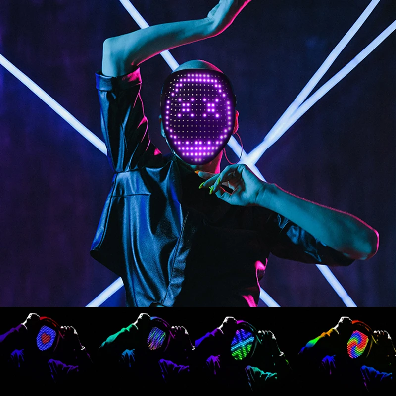 Luminous LED Mask Gesture Sensing Face Chang Glowing Mask Halloween Christmas Carnival Festival DJ Party Cosplay Supplies