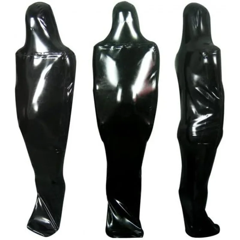 

Black Sexy Full Body Latex Bodybag Rubber Sack Fullbody Front Zipper Entry