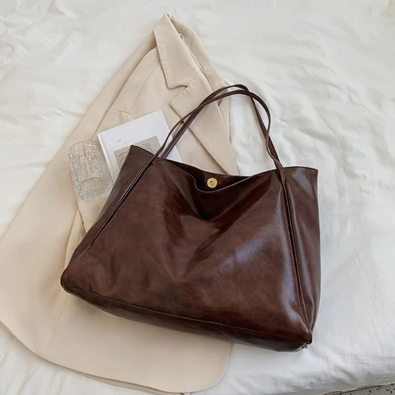 Innerwin Ladies Shoulder Bags Designer Handbag Large Capacity PU Leather  Tote Bag Top Handle Women Solid Color Leopard Print Waterproof Tassel Brown  36cm*11cm*30cm 