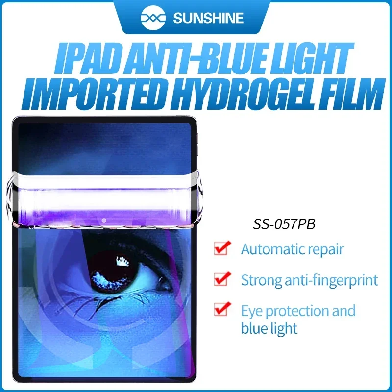 

SUNSHINE SS-057PB IPAD Anti-Blue Light Imported Flexible Hydrogel Automatic Repair Strong Anti-Fingerprint 200*300mm 20PCS TPU