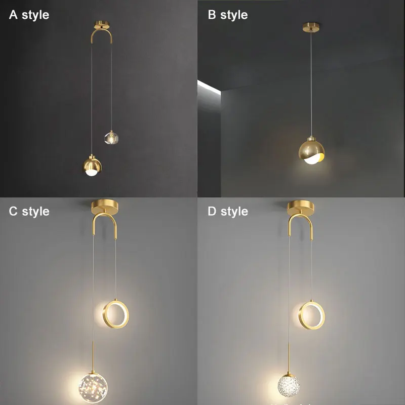 Nordic Luxury Crystal LED Chandelier Double Head Long Line Hanging Lamp For Home Decor Restaurant Bar Bedroom Pendant Lights