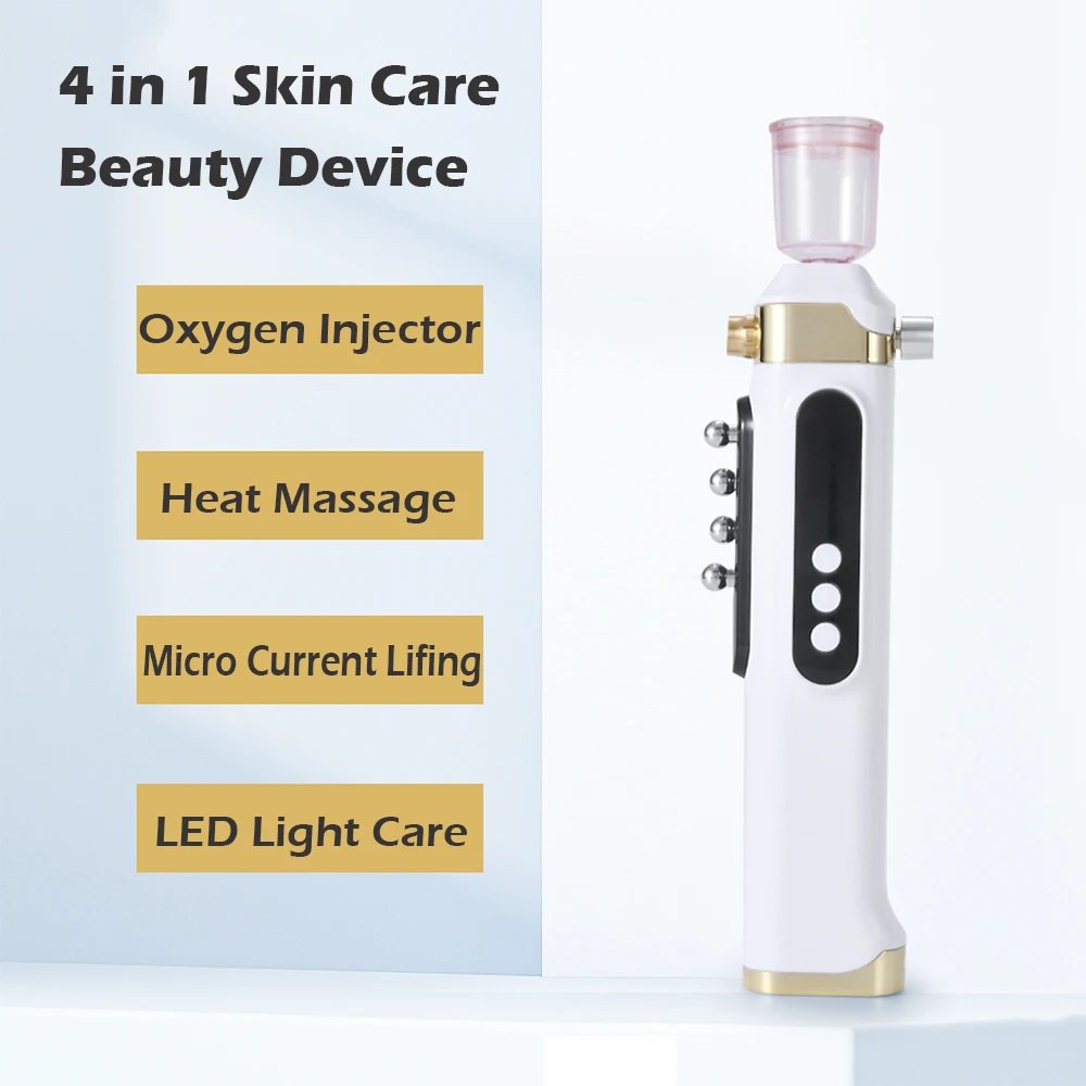 4 in 1 Facial Nano Mist Sprayer Water Oxygen Injector Essence Atomization Skin Moisture EMS Micro Current Lifting Heat Massager