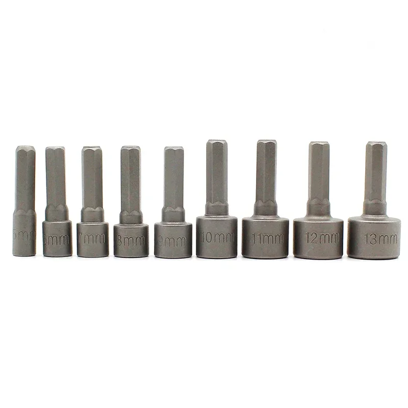 BIESUO 9pcs/set 5mm-13mm Hex Socket Sleeve Nozzles Magnetic Nut Driver Set Drill Bit Adapter Hex Power Tools 5