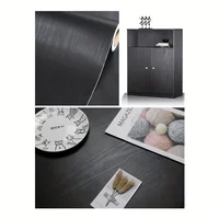 ไม้สีดำไวนิลติดผนังและลอกออกได้สำหรับเคาน์เตอร์เฟอร์นิเจอร์ผนังห้องครัวไม้เหมือนจริงการตกแต่งบ้าน 6