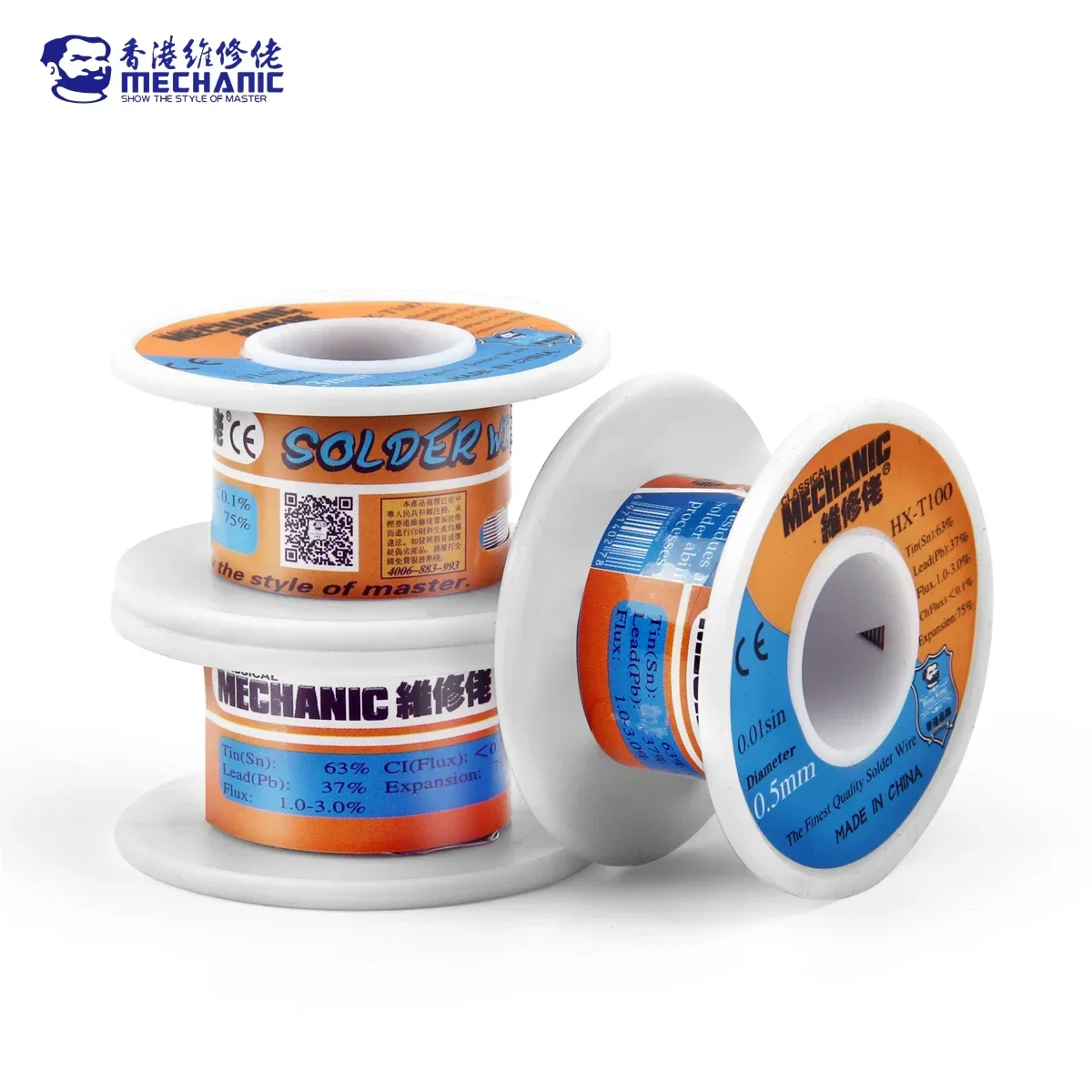 Soldering Wire MECHANIC HX-T100 55g Mild Rosin Core 183℃ Melting Point 0.2mm-1.2mm High Purity Solder Wire Welding Flux 1-3% Iron Cable Reel