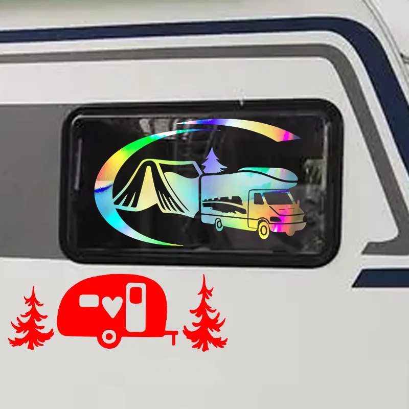 

Black/White/Red/Colorful RV Creative Decals Car Outdoor Camping Adventure Decorate Windshield Door Bodywork Retrofit Car Sticker