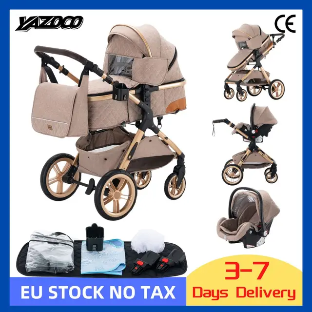 Nouveau Poussette bébé 3 en 1 Portable voyage landau pliant carrinhos haute paysage cadre en aluminium voiture pour nouveau-né bébé de FR 1