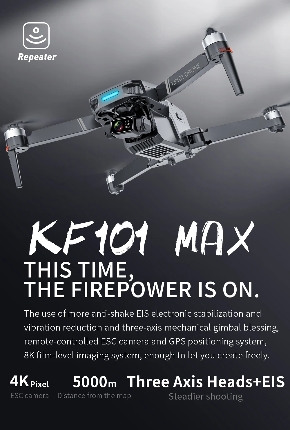 KF101 Max1 Drone 4K Professional 5G Wifi FPV Dron KF101 Max 4K HD Camera 3-Axis Gimbal GPS Drones RC Quadcopter VS SG906 Max2 explorers 4ch remote control quadcopter