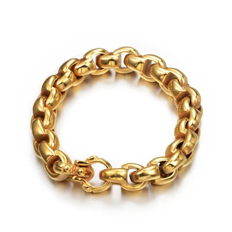 

1.2cm Width Square Pearl Bracelet Women Titanium Steel 18k Gold Plated Hiphop Jewelry Link Chain Bracelets Bangle Fine Jewelry