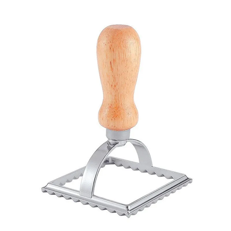BUENTYA Timbri per Ravioli Stampo Ravioli in Acciaio Inox Formine per Ravioli con Manico in Legno Timbro per Taglierini Ravioli Stampini per Ravioli, Pasta, Lasagne, Gnocchi (3 Misure