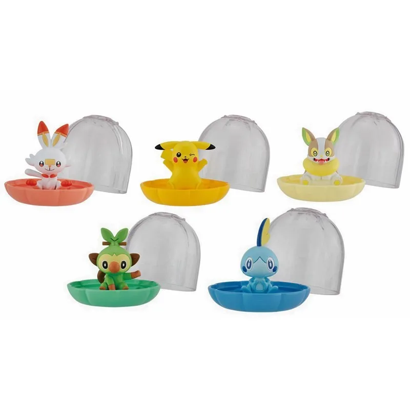 Bandai Japan Pokemon Pikachu Gashapon Figure Anime Cute Capsule Toys Pocket Monster Jewelry Box Kawaii Figurine Gift
